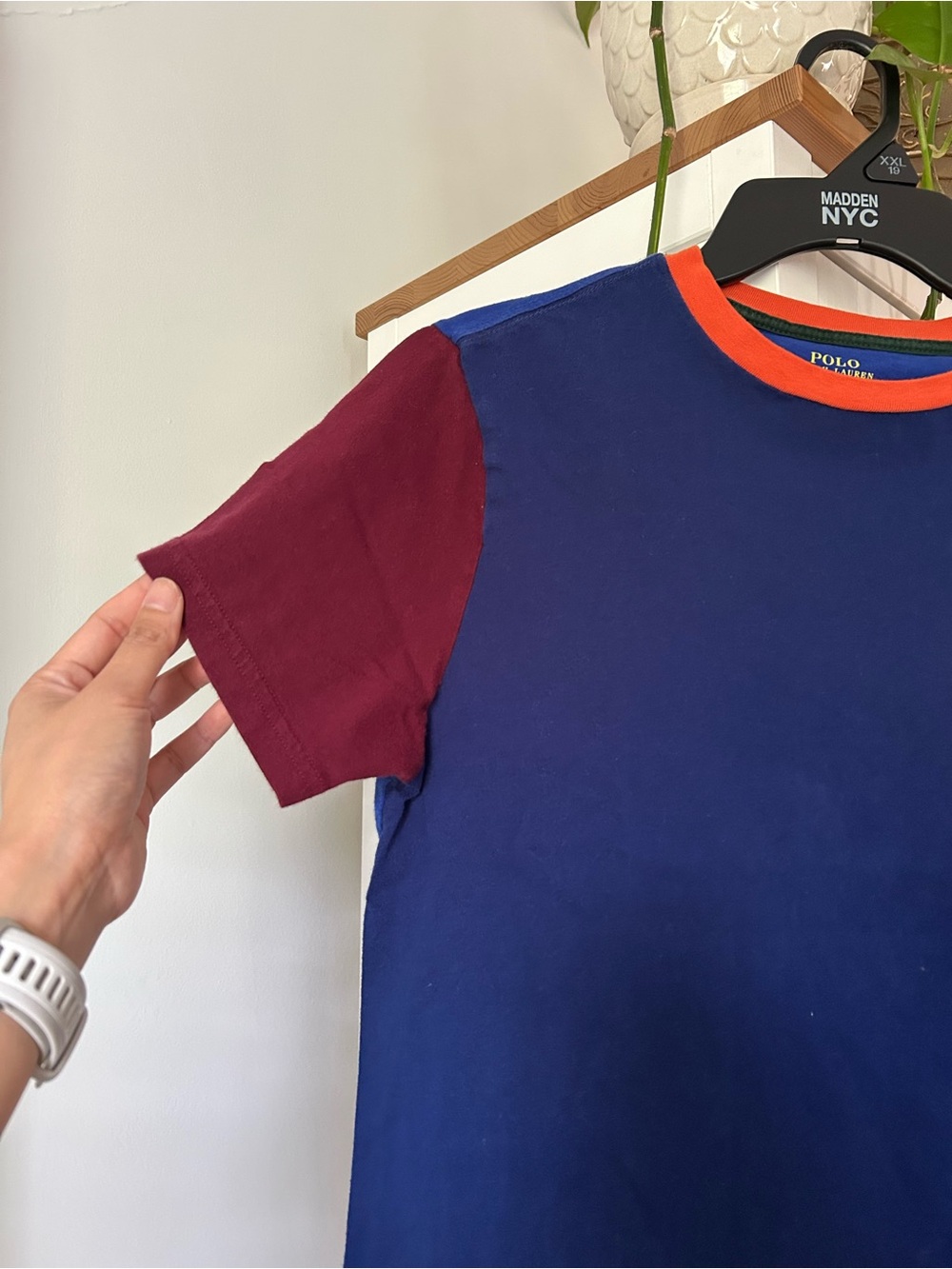 Polo by Ralph Lauren Navy Tee with Orange Trim - Picture 4 of 6
